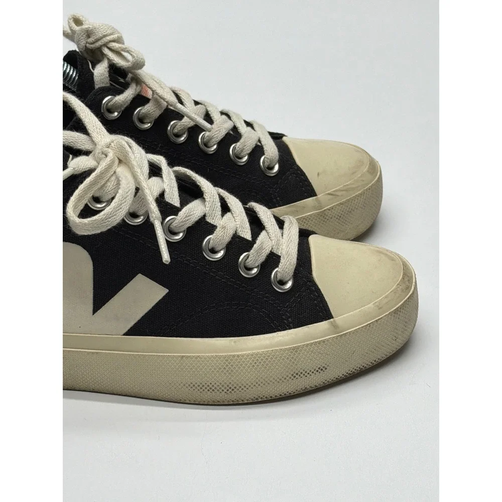 Veja Nova Black Canvas Low Top‎ Sneakers Women Pierre Cream Logo Size 7